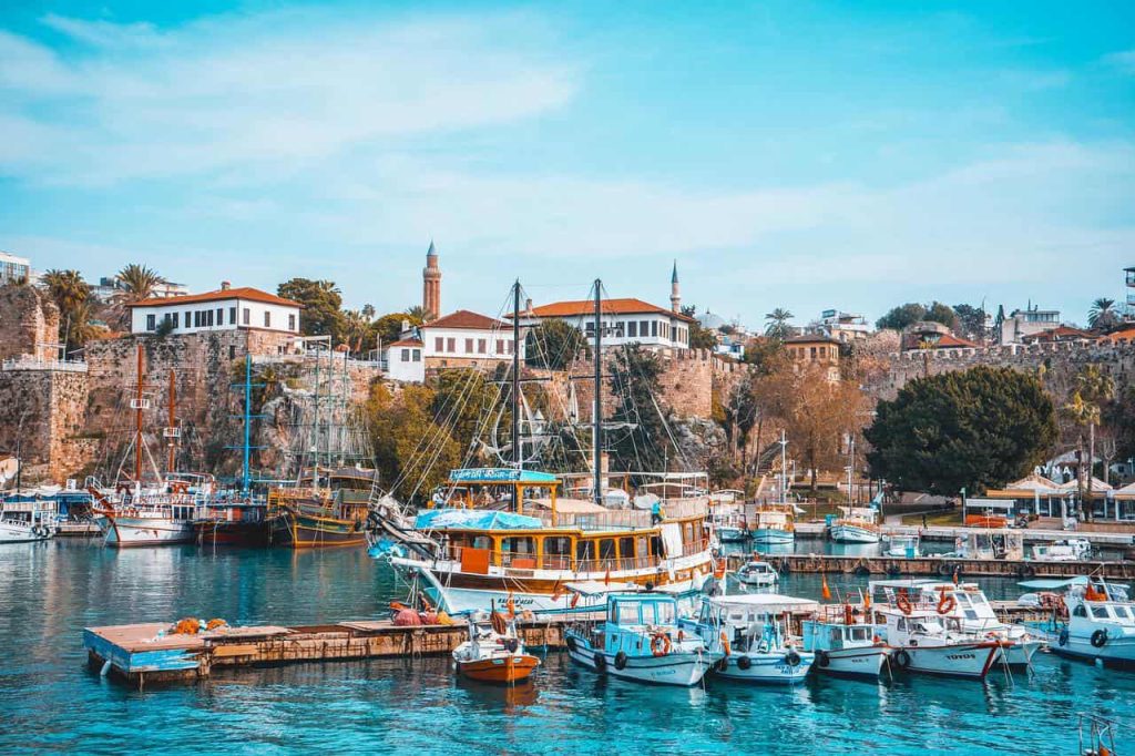 Boats on pier of Kaleiçi Antalya