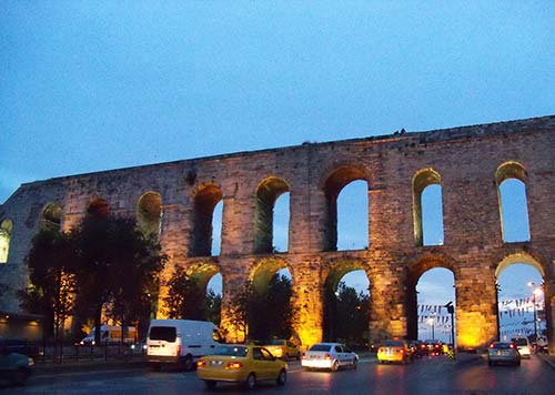 A night view of Aqueducts Istanbul