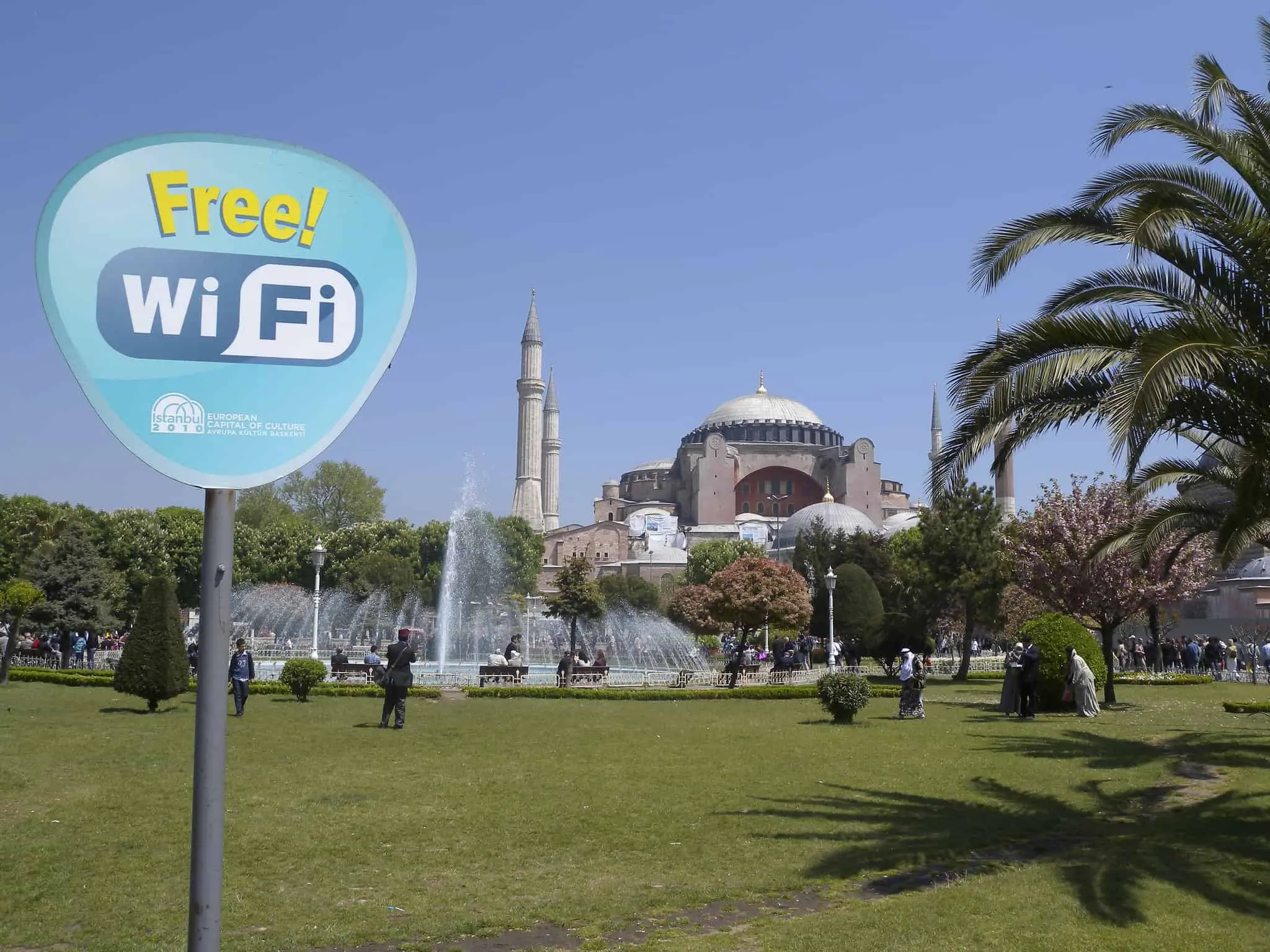 Hagia Sophia and Free WiFi table 