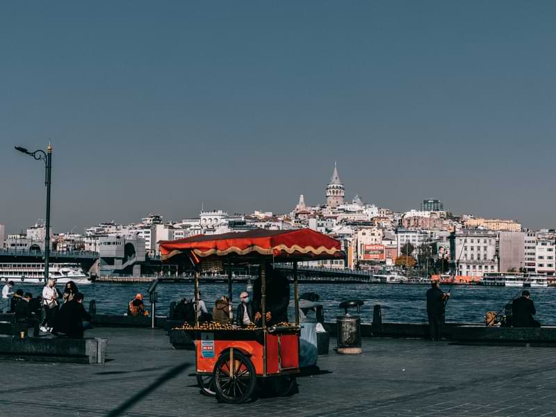 Istanbul galata tower and street vendor