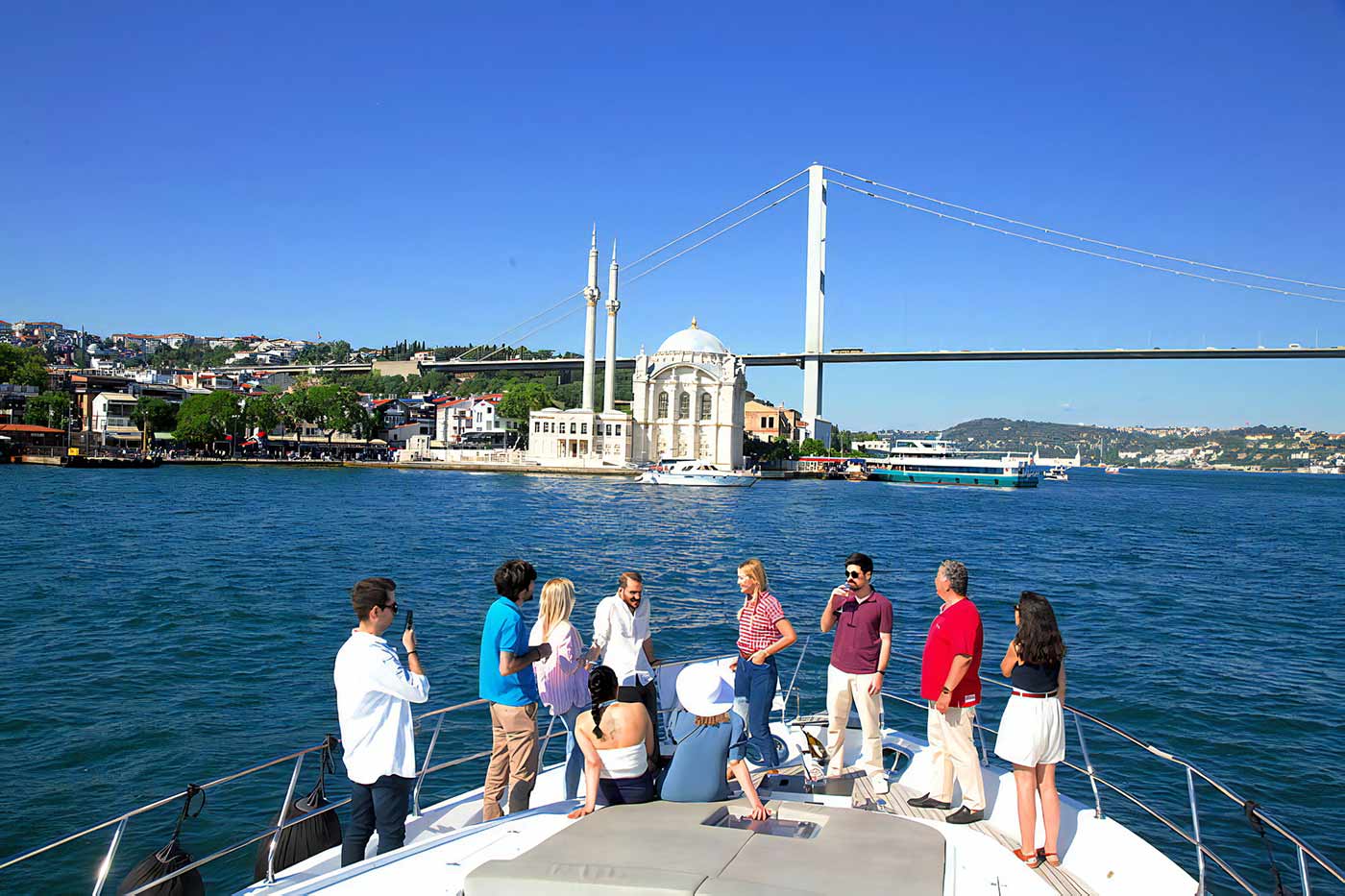People on Boat in Istanbul Bosphorus