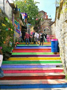 Staircase and Pedestrian in Balat Istanbul